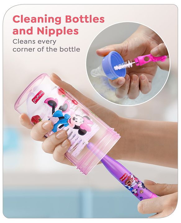 Babyhug Disney Bottle Cleaning Brush with Mickey Mouse Print - Red