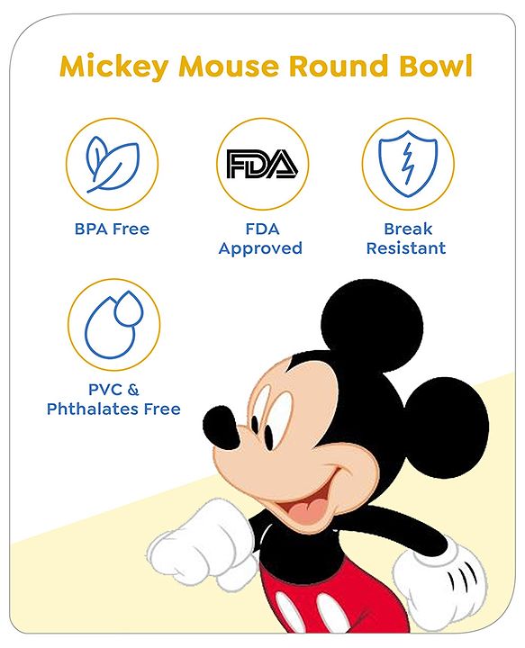 Babyhug Diseny Mickey Designed Suction Bowl with Spoon  Light Blue - 300 ml