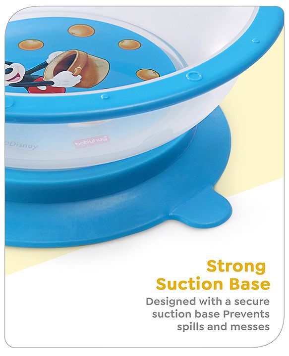Babyhug Diseny Mickey Designed Suction Bowl with Spoon  Light Blue - 300 ml