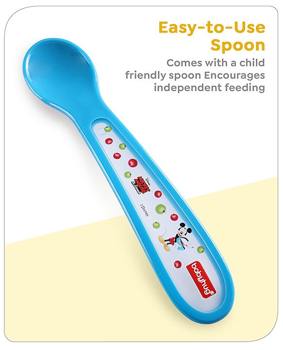 Babyhug Diseny Mickey Designed Suction Bowl with Spoon  Light Blue - 300 ml