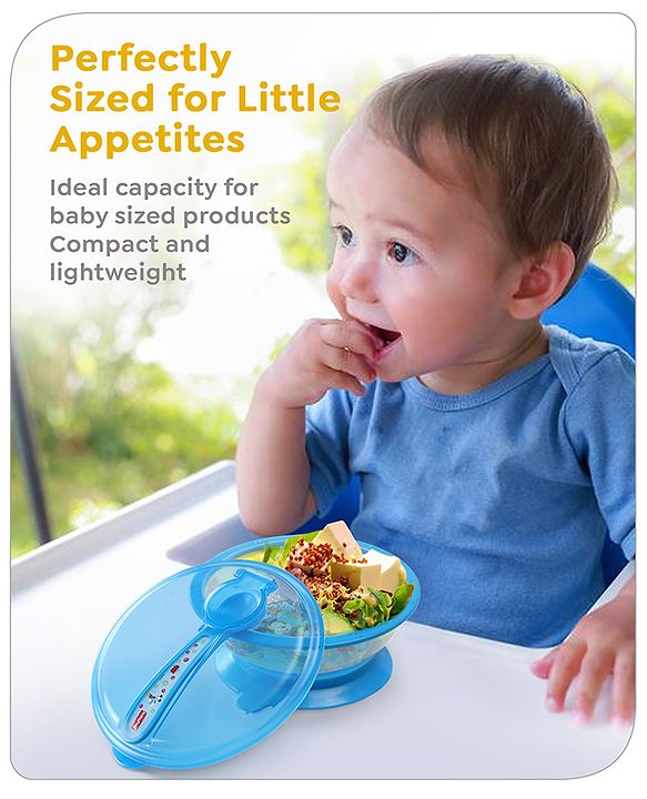 Babyhug Diseny Mickey Designed Suction Bowl with Spoon  Light Blue - 300 ml