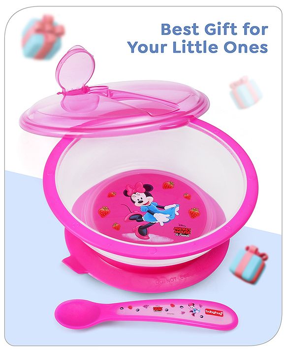 Babyhug Diseny Mickey Designed Suction Bowl with Spoon  Light Blue - 300 ml