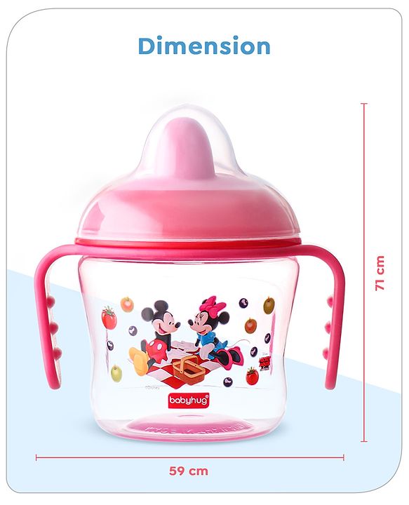 Babyhug Hard Spout Baby Sipper Cup with Anti-Spill Design, Pink & Purple-150 ml | BPA Free | Twin Handle | Lightweight