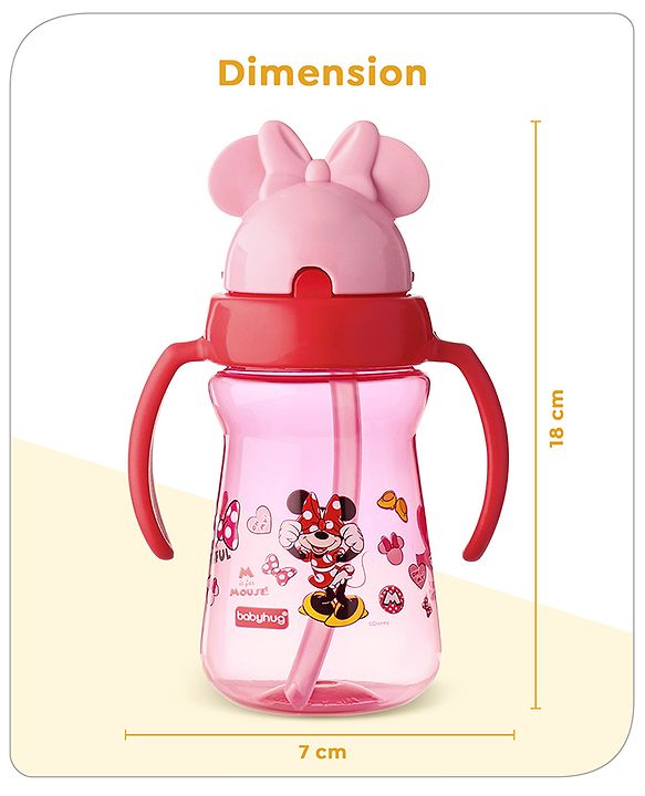 Babyhug Disney Flip Top Open Sipper with Mickey Mouse Print & Twin Handle Red- 180 ml