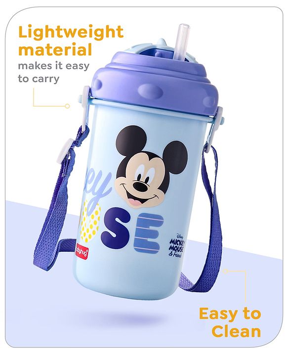 Babyhug Disney Straw Sipper with Strap & Mickey Mouse Print - 360 ml