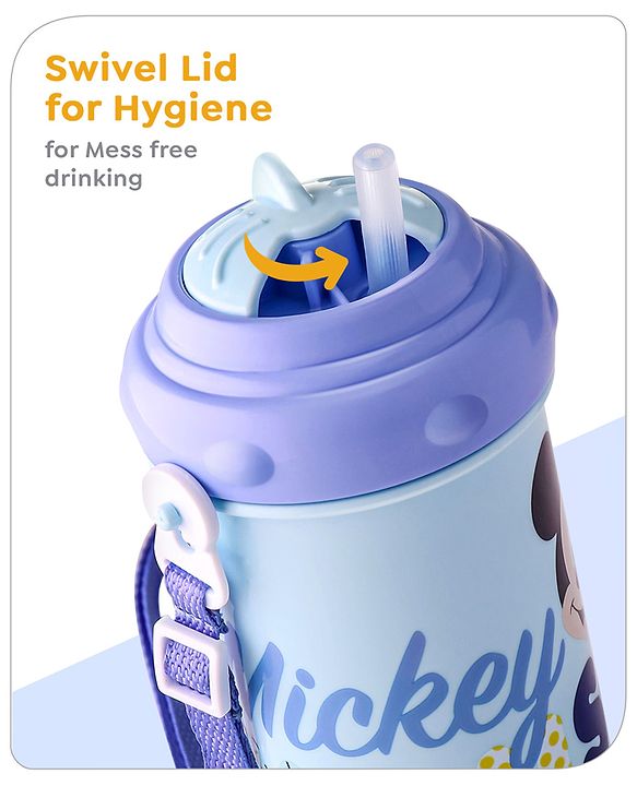 Babyhug Disney Straw Sipper with Strap & Mickey Mouse Print - 360 ml