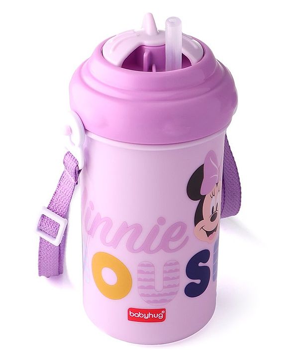 Babyhug Disney Straw Sipper with Strap & Mickey Mouse Print - 360 ml