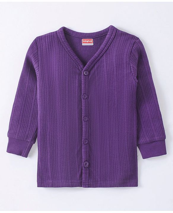 Babyhug Front Open Full Sleeves Thermal Vest - Purple
