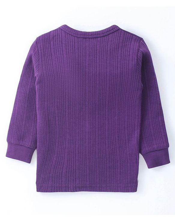 Babyhug Front Open Full Sleeves Thermal Vest - Purple