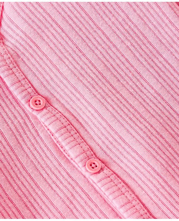 Babyhug Full Sleeves Front Open Solid Thermal Vest - Pink