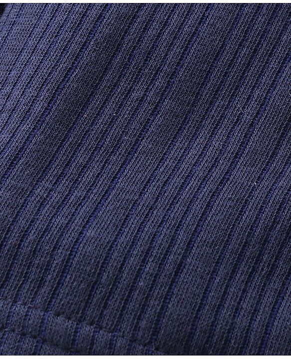 Babyhug Front Open Full Sleeves Thermal Vest Solid Colour - Navy