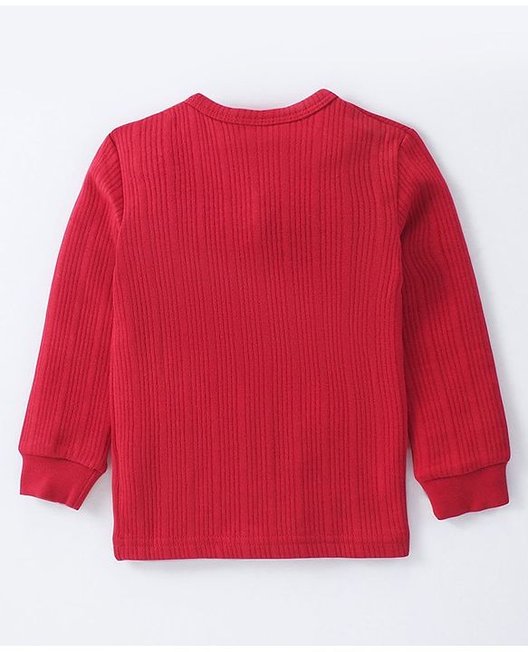 Babyhug Front Open  Solid Colour Full Sleeves Thermal Vest - Red