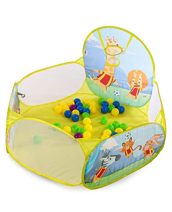 Babyhug Jump & Joy Jungle Animal Activity Ball Pool  Set With 50 Colourful Balls for Kids|Ball Pit for Kids 2+ Years |Birthday Gift for Kids|BIS Certified