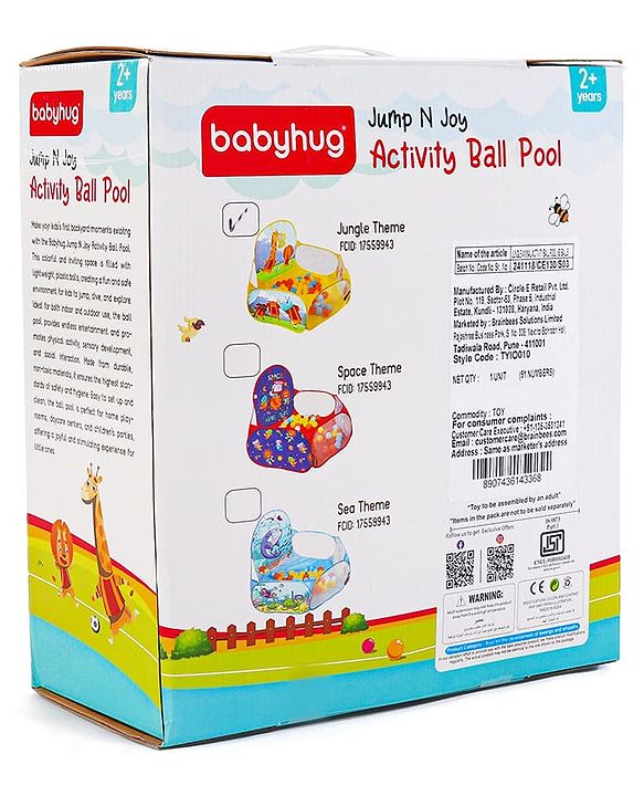 Babyhug Jump & Joy Jungle Animal Activity Ball Pool  Set With 50 Colourful Balls for Kids|Ball Pit for Kids 2+ Years |Birthday Gift for Kids|BIS Certified