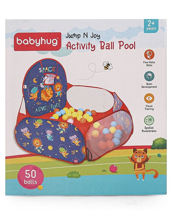 Babyhug Jump & Joy Jungle Animal Activity Ball Pool  Set With 50 Colourful Balls for Kids|Ball Pit for Kids 2+ Years |Birthday Gift for Kids|BIS Certified