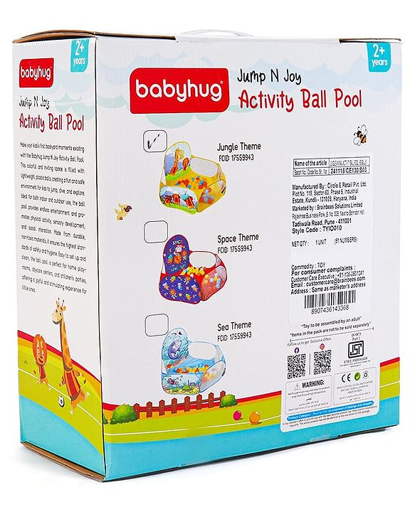 Babyhug Jump & Joy Jungle Animal Activity Ball Pool  Set With 50 Colourful Balls for Kids|Ball Pit for Kids 2+ Years |Birthday Gift for Kids|BIS Certified