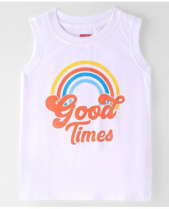 Babyhug Cotton Woven Half Sleeves Sun & Rainbow Printed Shirt with T-Shirt - Multicolour