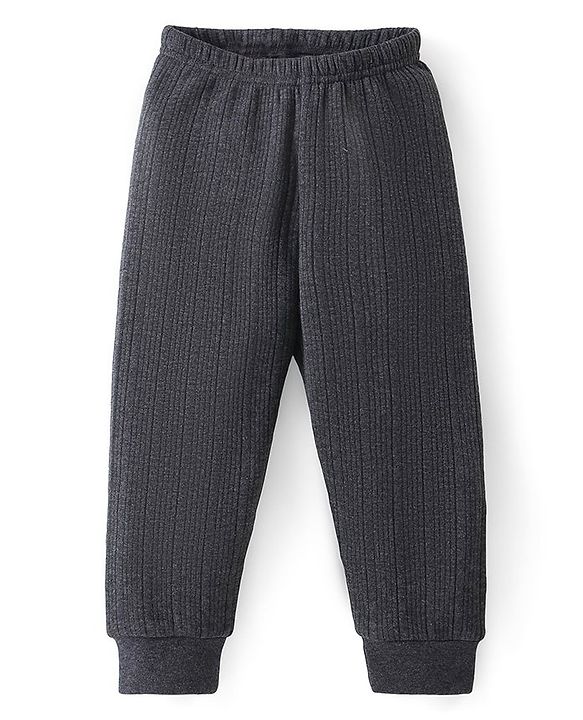 Babyhug Cotton Full Length Thermal Leggings Solid - Grey