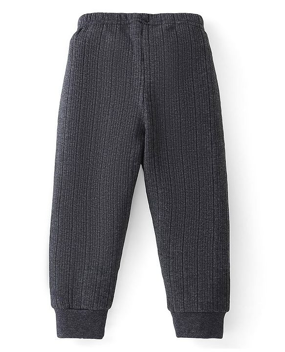 Babyhug Cotton Full Length Thermal Leggings Solid - Grey