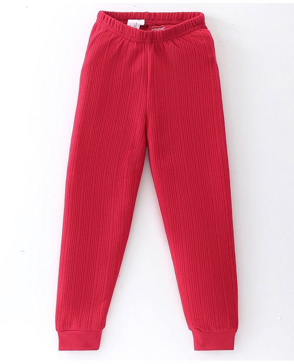 Babyhug  Full Length Legging Thermal with Striped Design  - Red