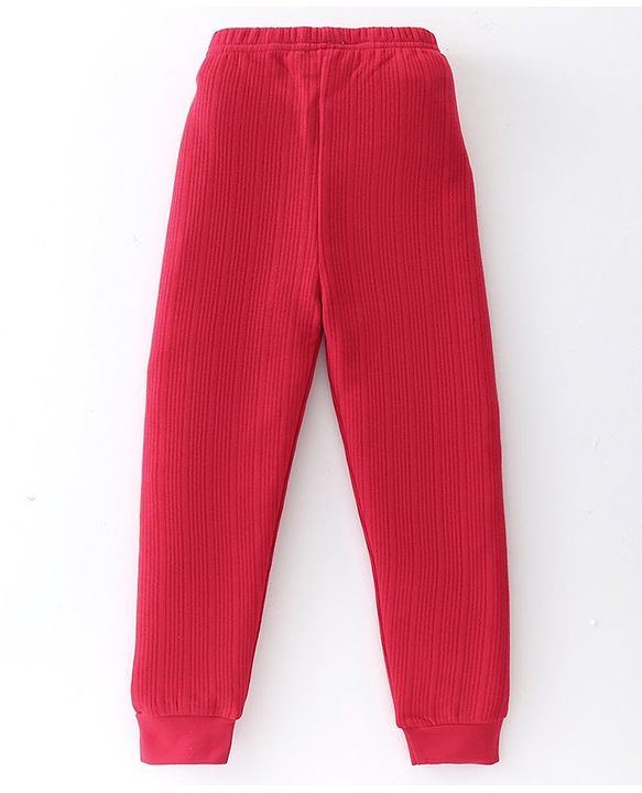 Babyhug  Full Length Legging Thermal with Striped Design  - Red
