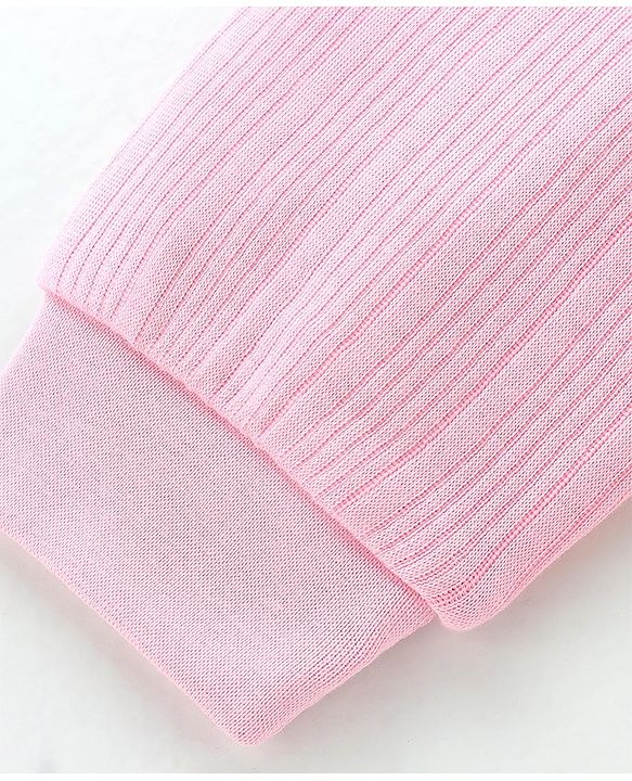 Babyhug Cotton Full Length Thermal Leggings Solid Colour - Pink
