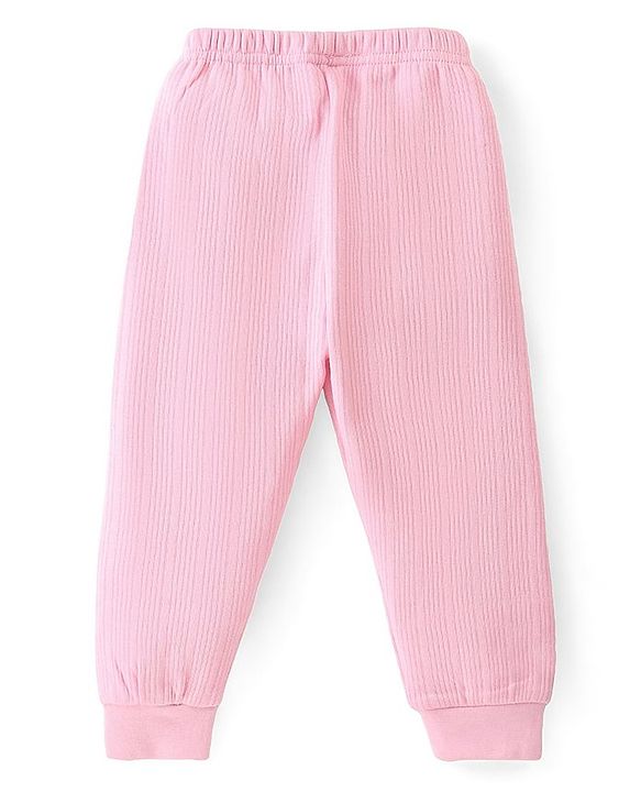 Babyhug Cotton Full Length Thermal Leggings Solid Colour - Pink