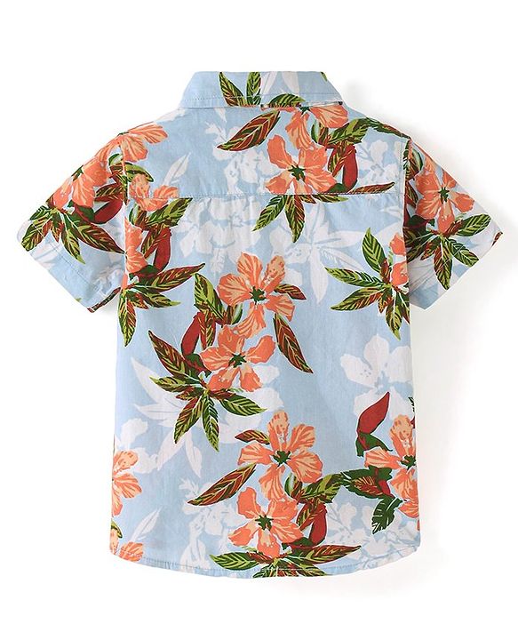 Babyhug Cotton Woven Half Sleeves Shirt with Floral Print - Multicolour