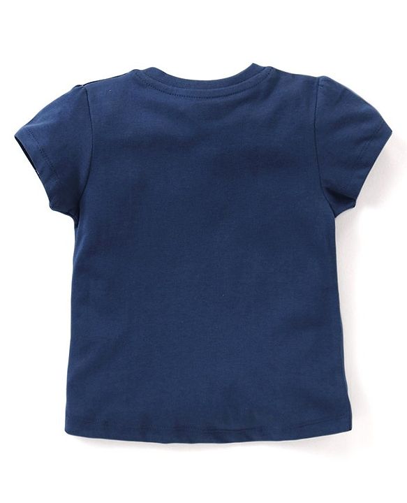Babyhug Single Jersey Half Sleeves Night Suit Floral Print - Navy Blue