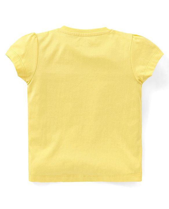 Babyhug Cotton Half Sleeves Capri Night Suit With Floral Print - Yellow