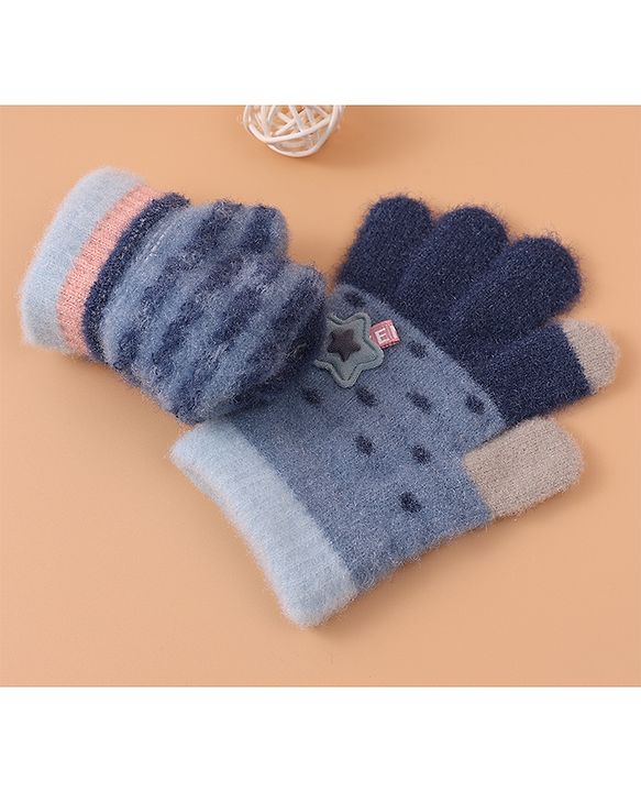 Babyhug  Woollen Gloves with Star Applique - Navy