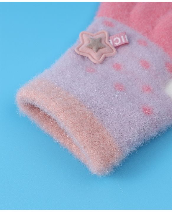 Babyhug  Woollen Gloves with Star Applique - Lavender