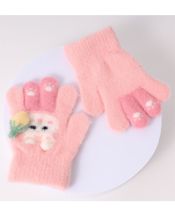 Babyhug Woollen Gloves with Bunny Print - Blue