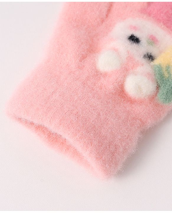 Babyhug Woollen Gloves with Bunny Print - Blue