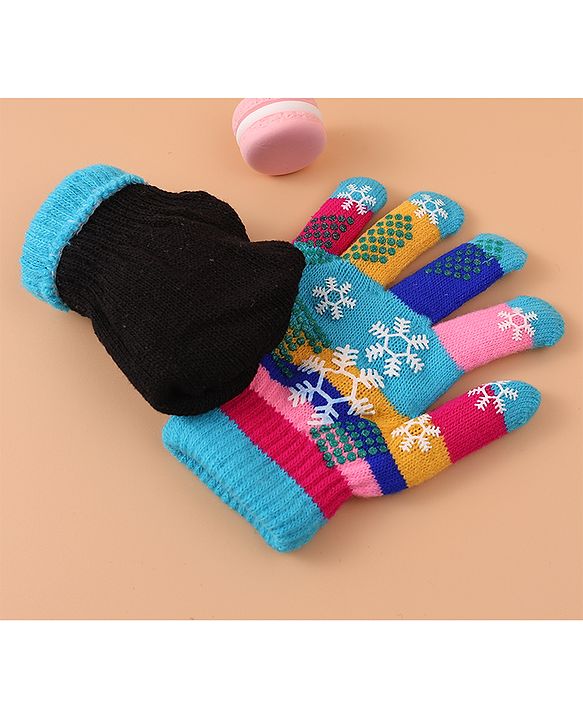 Babyhug Woollen Gloves with Snow Print - Multicolor