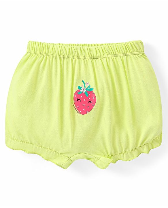 Babyhug 100% Cotton Knit Bloomers with Floral & Strawberry Print Pack of 3 - Multicolour