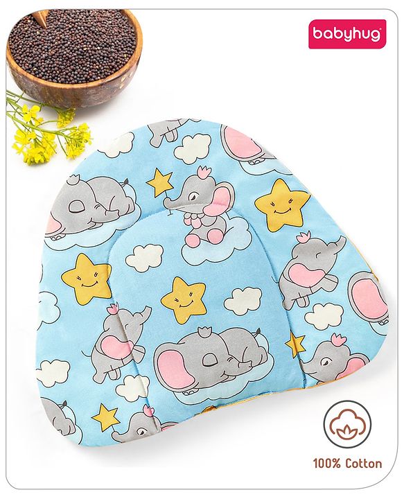 Babyhug Cloud Shaped Head Shaping Rai ( Mustard Seed ) Pillow Cloud Print- Pink