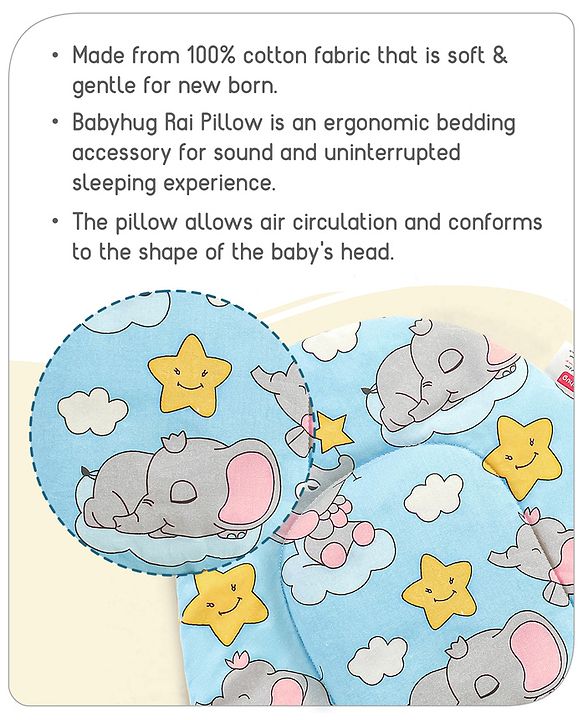 Babyhug Cloud Shaped Head Shaping Rai ( Mustard Seed ) Pillow Cloud Print- Pink