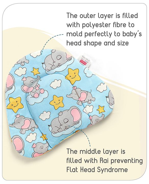 Babyhug Cloud Shaped Head Shaping Rai ( Mustard Seed ) Pillow Cloud Print- Pink