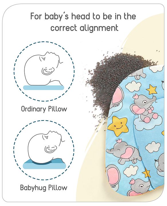 Babyhug Cloud Shaped Head Shaping Rai ( Mustard Seed ) Pillow Cloud Print- Pink