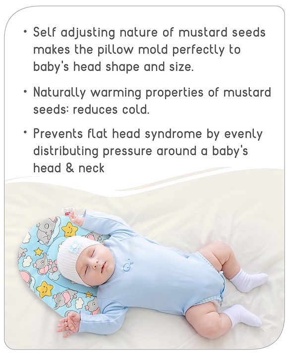 Babyhug Cloud Shaped Head Shaping Rai ( Mustard Seed ) Pillow Cloud Print- Pink
