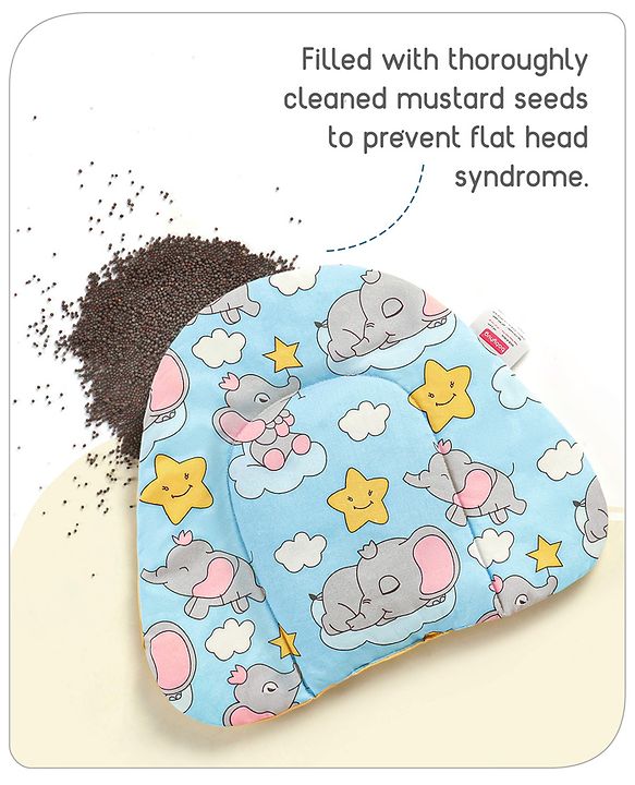 Babyhug Cloud Shaped Head Shaping Rai ( Mustard Seed ) Pillow Cloud Print- Pink