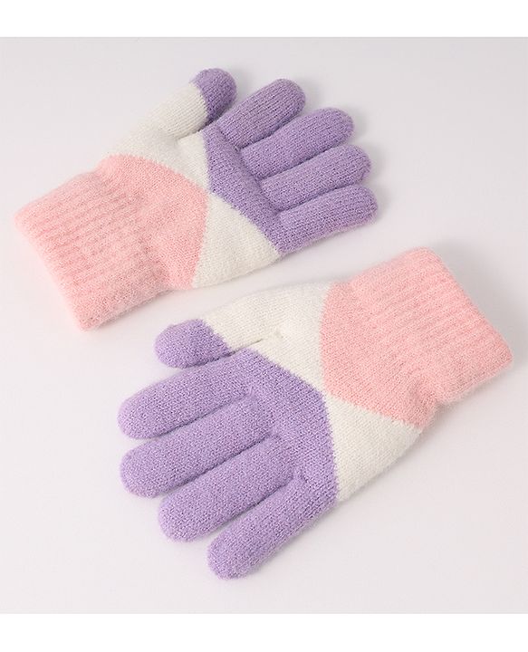 Pine Kids Woollen Gloves With Colour Block Design - Navy Blue & Yellow
