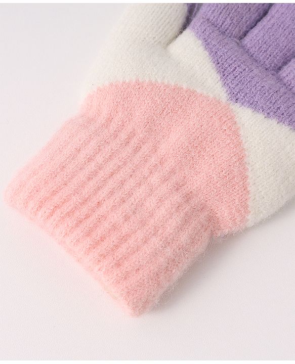 Pine Kids Woollen Gloves With Colour Block Design - Navy Blue & Yellow