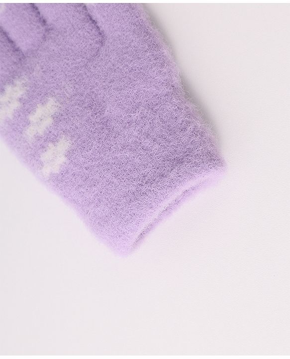 Babyhug Woollen Gloves with Floral Design - Lavender