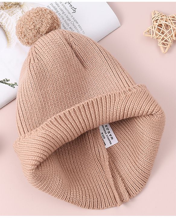 Babyhug Woollen Cap & Muffler Set with Bear Applique - Maroon