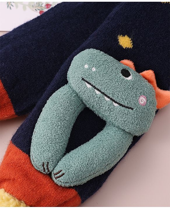 Babyhug Woolen Cap & Muffler Set with Pom Pom - Dark Blue