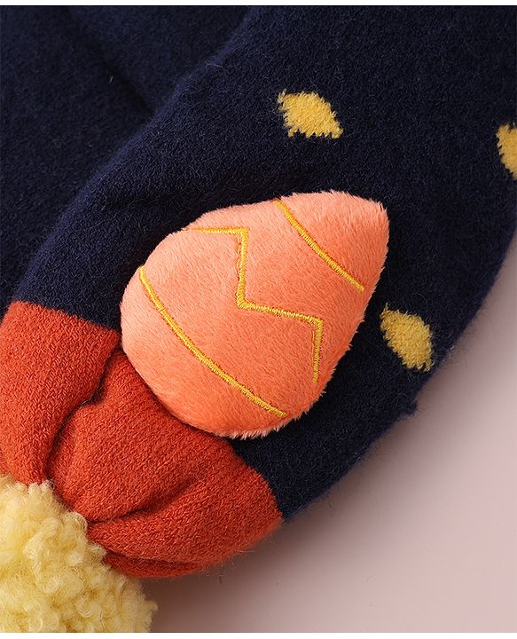 Babyhug Woolen Cap & Muffler Set with Pom Pom - Dark Blue