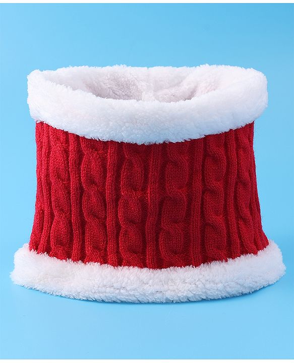 Pine Kids Woolen Cap & Muffler Set with Pom Pom - Red