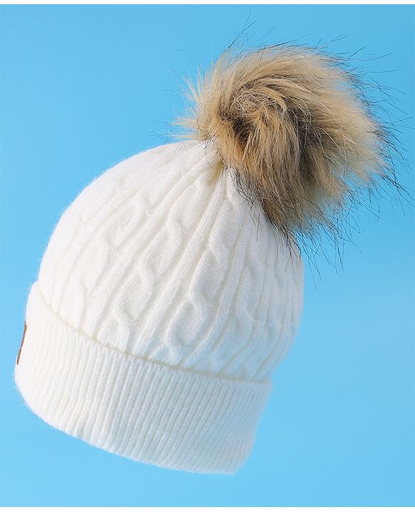 Pine Kids Woolen Cap & Muffler Set with Pom Pom - Red